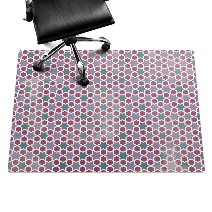 Protectie podea scaun birou, Wallfluent, Model geometric, Violet, 140x100 cm, 010250310030100020320