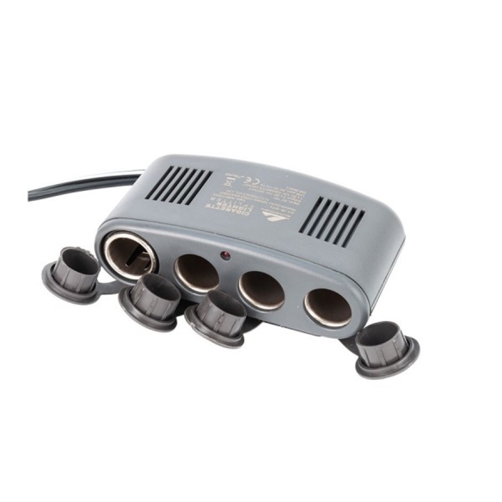 Adaptor priza auto cu siguranta supratensiune 15A, Automax, cu 4 Iesiri si USB