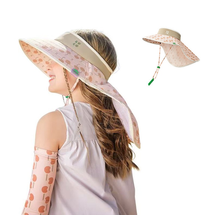 Sapca de soare pentru copii, margine extra-larga, protectie UV50+, for marimea 50-52CM (3-8 ani)-Roz