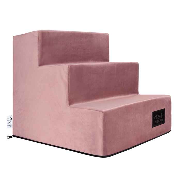 PETTO Takai 3 trepte din catifea pentru caini trepte Roz inchis