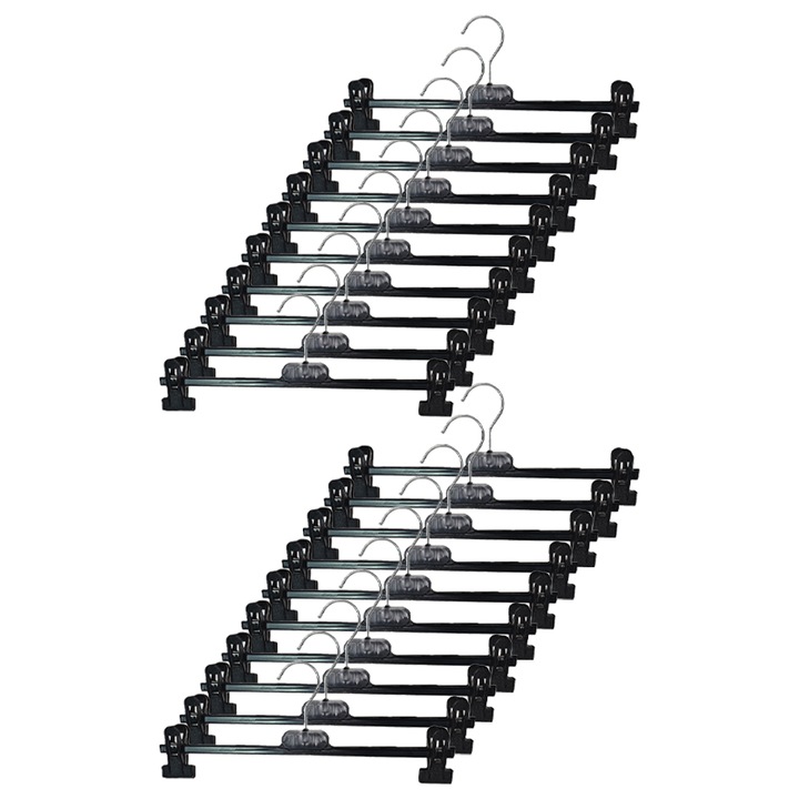 Set 20 Umerase cu clips, reglabil, 36 CM, pentru fuste, rochii sau pantaloni, Negru