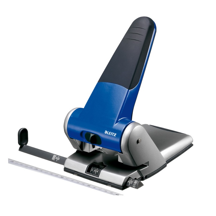 Perforator metalic Leitz 5180 de mare capacitate, 65 coli, albastru