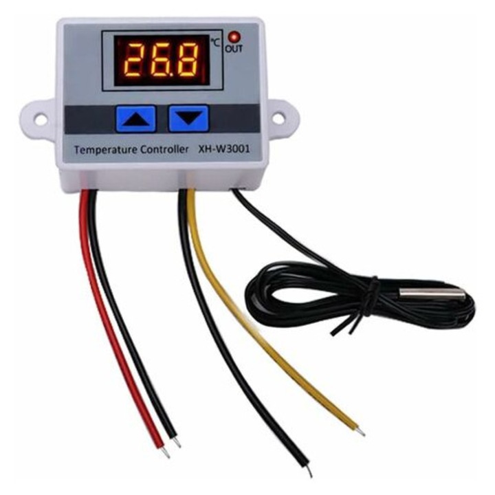 Modul termostat digital, 12V/120W, cu sonda impermeabila, 1m, precizie 0.1