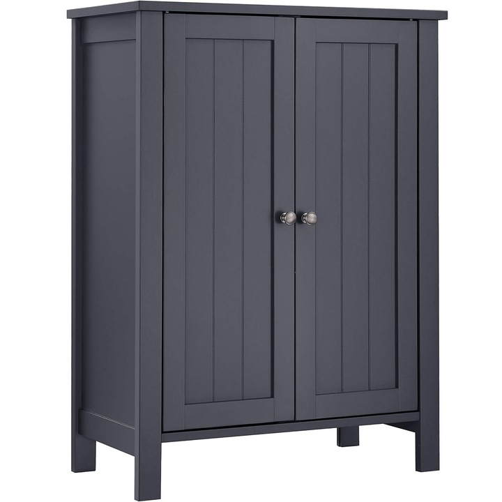 Dulap baie VASAGLE pe picioare cu 2 rafturi reglabile, din MDF, 30x60x80 cm, gri