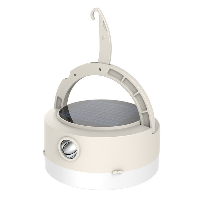 Lampa de camping solara, 35 LED-uri, 3 moduri de iluminare, incarcare solara/USB, 9.5x5cm, off-white