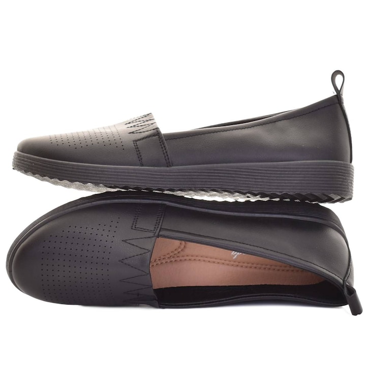 Tenisi dama Martinus, slip-on, usori, negru, piele ecologica, 42 EU
