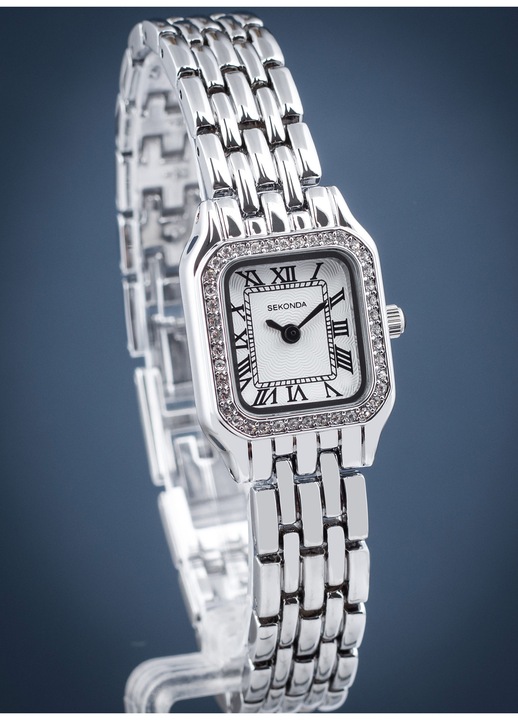 Ceas dama Sekonda Monica 40655, argintiu, bratara metalica, cadran alb, mecanism quartz, rezistent la apa 30m