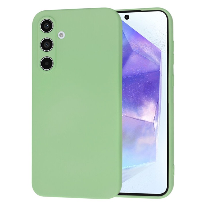 Husa Protectie compatibila cu Samsung Galaxy A55 5G, MaiDestept, V35, Silicon, Mint Lucky Green