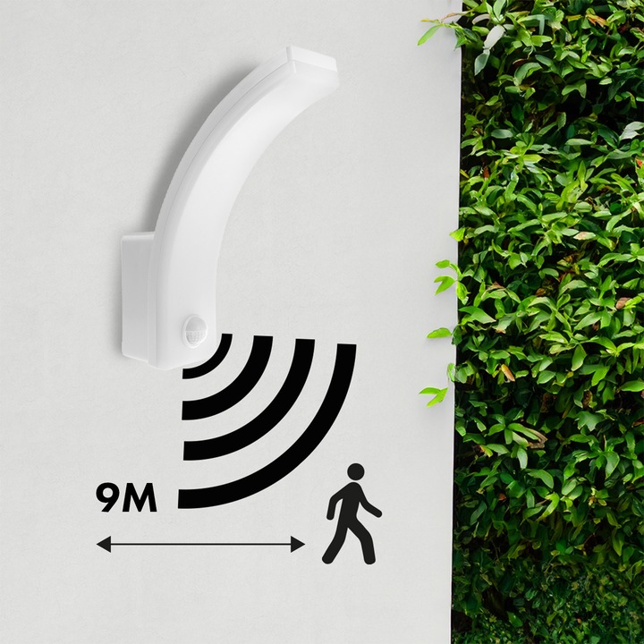 Комплект от 4 външни LED стенни лампи Maclean MCE512 W, с PIR сензор, 20W, IP65, 2000lm, неутрално бяло, 4000K, бяло