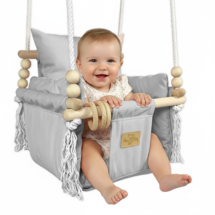 BlueKitty Leagan de copii si bebelusi, educativ, pentru interior si exterior Velvet Gri