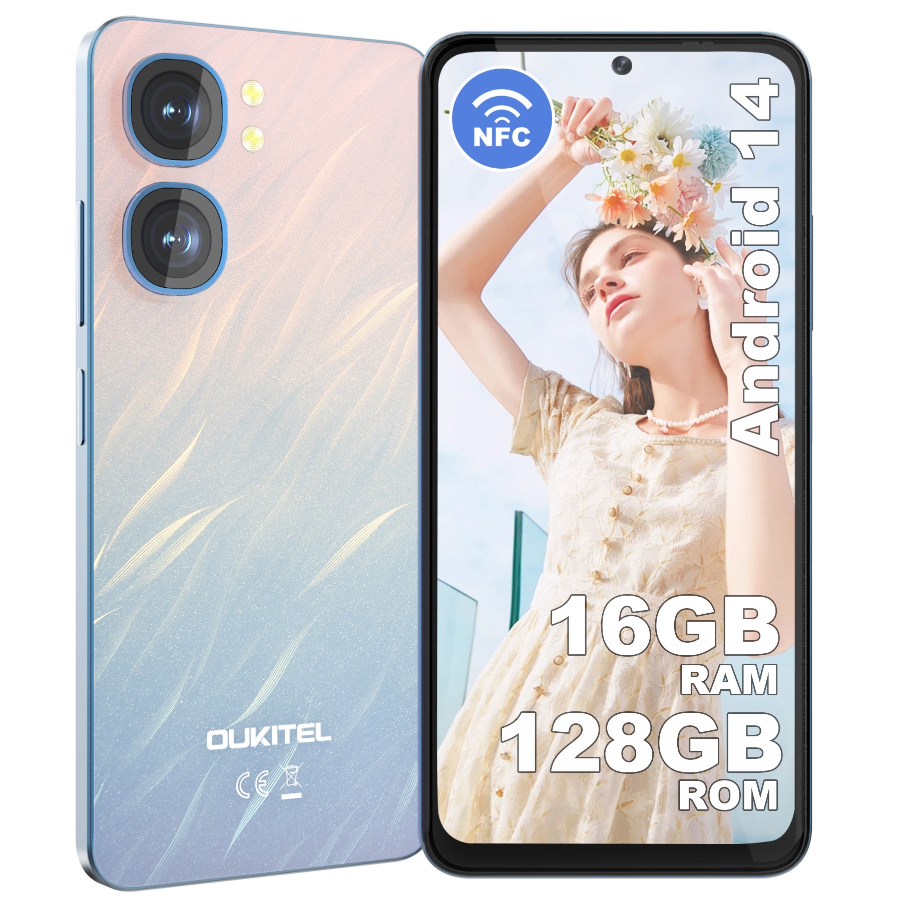 Telefon mobil OUKITEL C58, Dual SIM, Android 14, 16GB+128GB