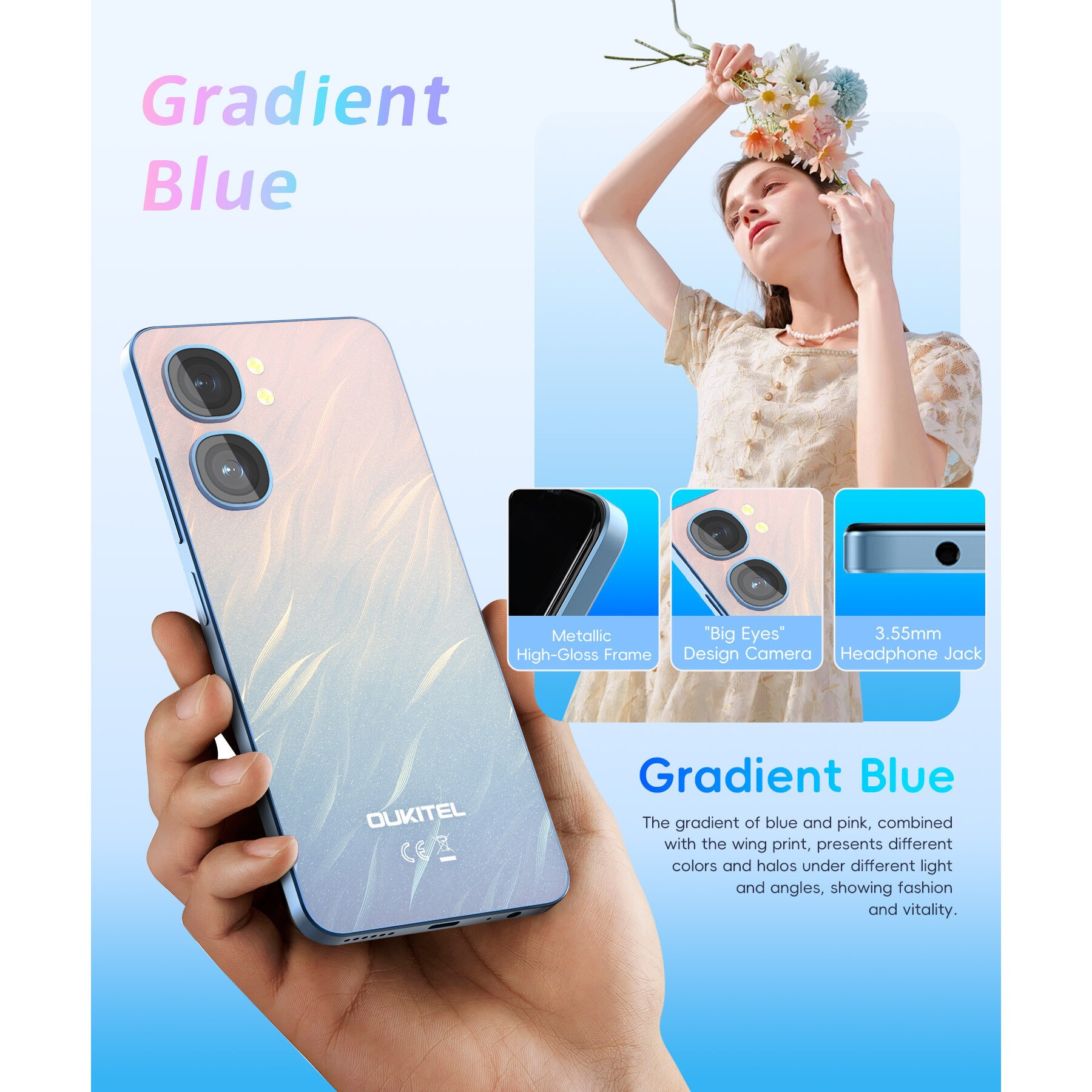 Telefon mobil OUKITEL C58, Dual SIM, Android 14, 16GB+128GB