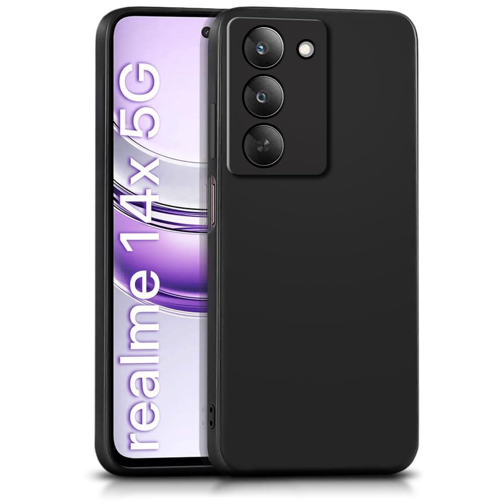 BestCase® Husa pentru Realme 14x 5G, Slim SIlicon 0.8MM, Protectie Camera, Rezistenta la uzura, Negru mat