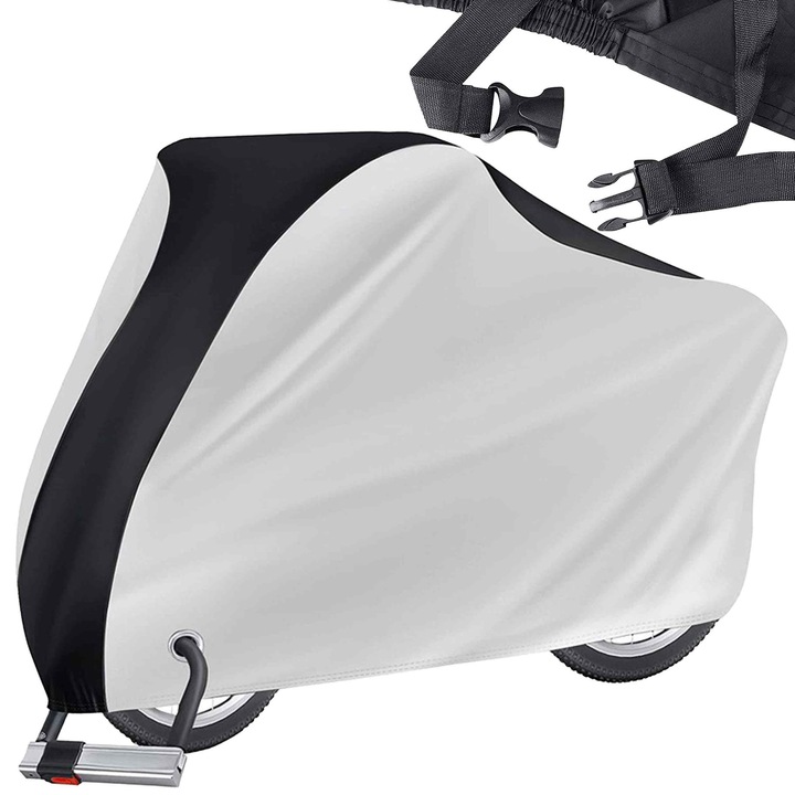Husa pentru biciclete Renew Force pentru biciclete sau motocicleta sau scuter, impermeabila, anti-UV, anti-praf, ideala pentru toate conditiile meteorologice, dimensiuni compacte la pliat, dimensiuni 200x110x70, negru BI-COVER-04