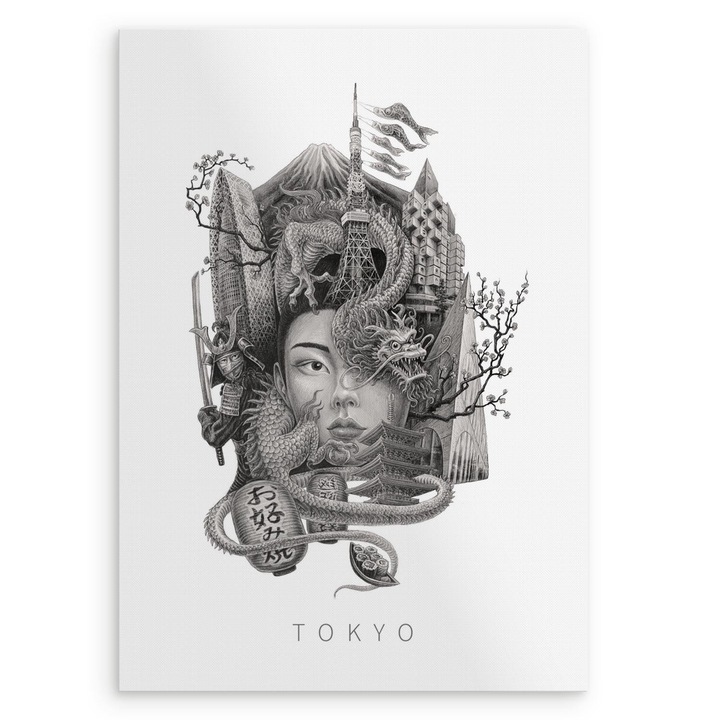 Plakat Tokyo, Wallfluent, arta japoneza, 42x59, 4 cm, 010030020220000281398