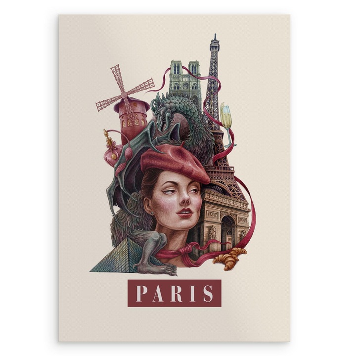 Plakat Paris, Wallfluent, arta minimalista, 42x59, 4 cm, 010030020220000281383