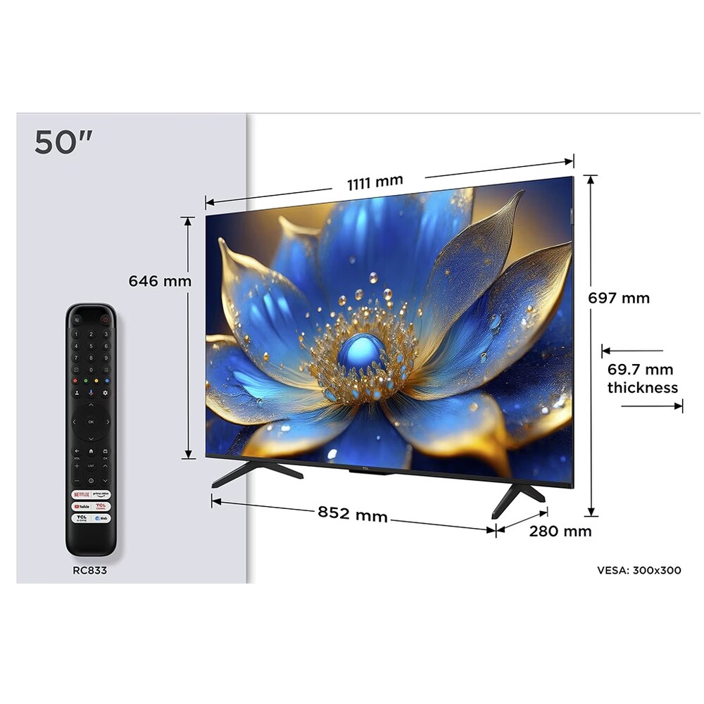 Televizor QLED TCL 127 cm 50" 50P79K, Ultra HD 4K, Smart TV, WiFi, CI+
