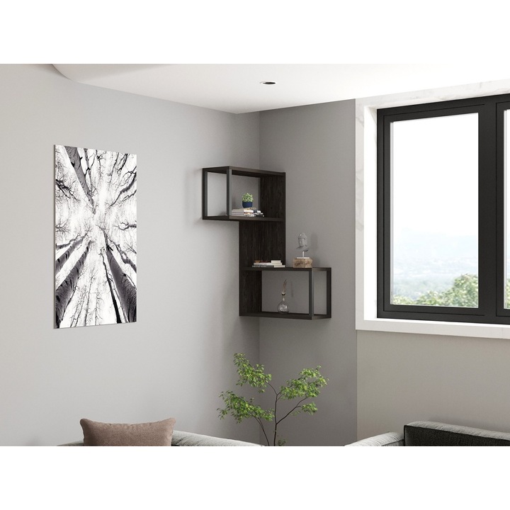 Rafturi perete, Modern Finish, UnicUtil, 84 x 52 x 20 cm, Gri