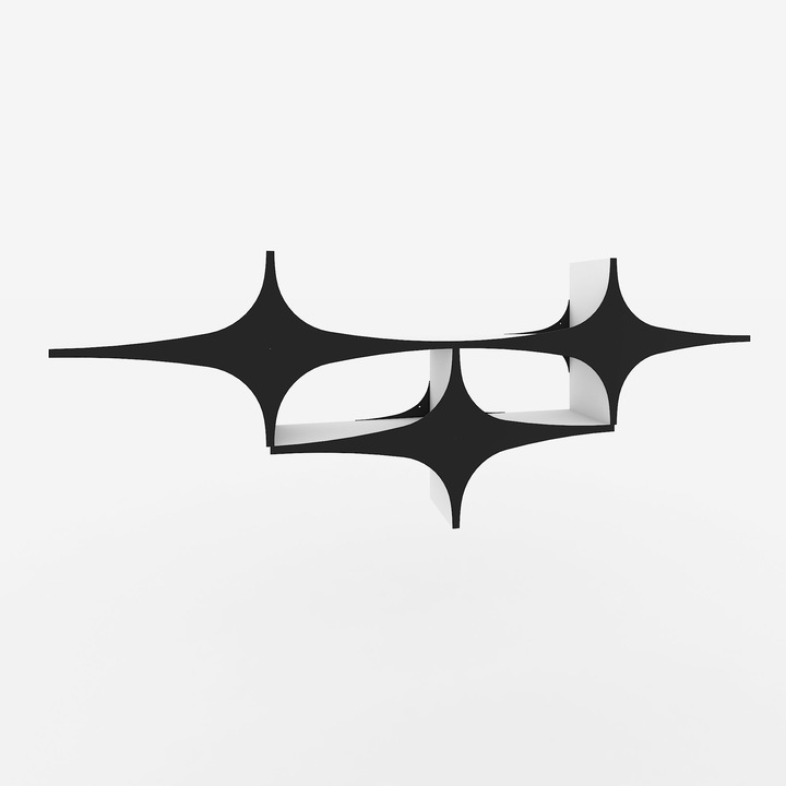 Fali polcok, Strong Timber, UnicUtil, 180 x 69 x 20 cm, Fekete-fehér