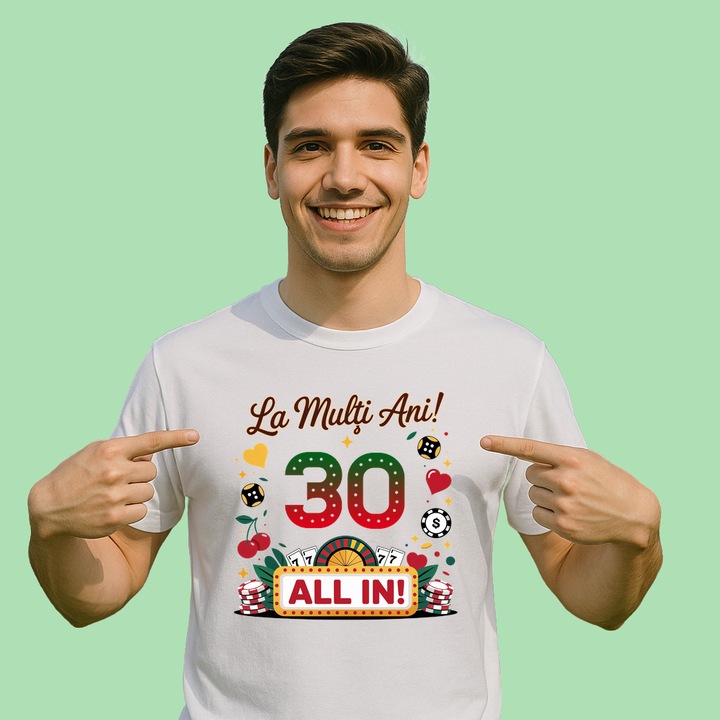 Tricou Aniversar cadou varsta 30 ani, Barbat, 100% bumbac, Cri-Flo, Culoare Alb, Marime M