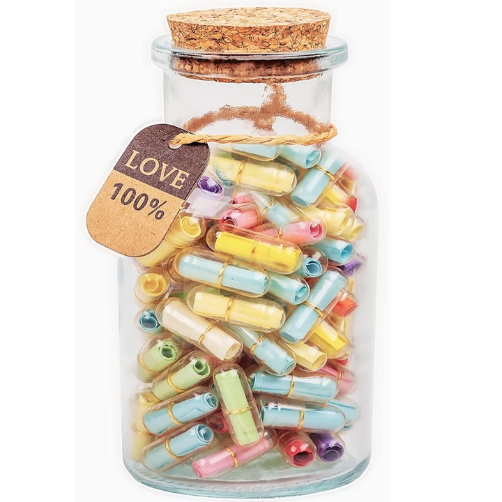 Set de borcan cu mesaje, Rqiurpn, 100 bucati, multicolor