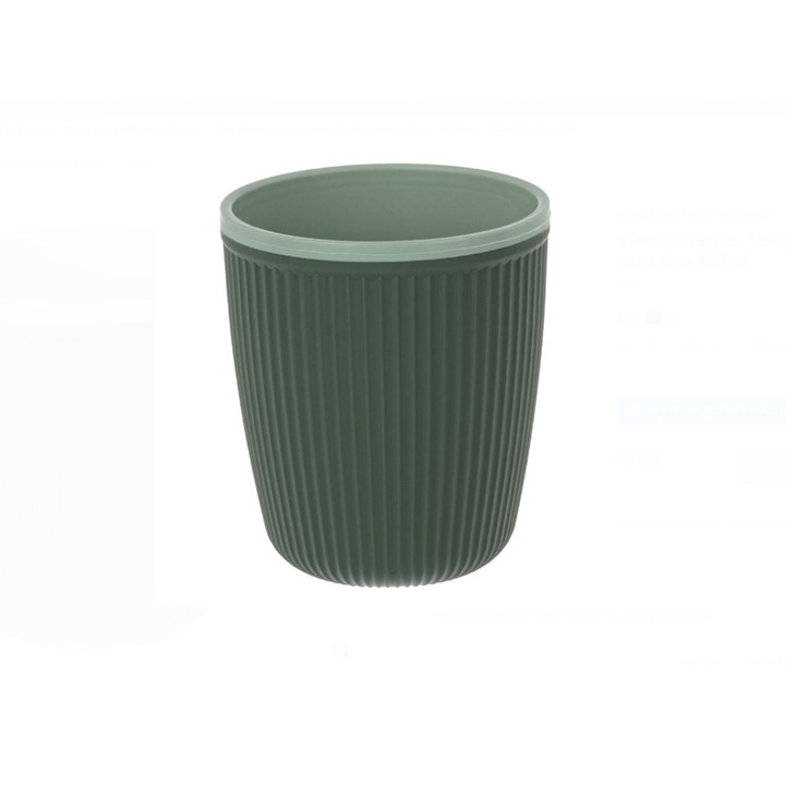 Pahar din Plastic Verde - Verde Menta cu Dungi pentru Apa 400ml