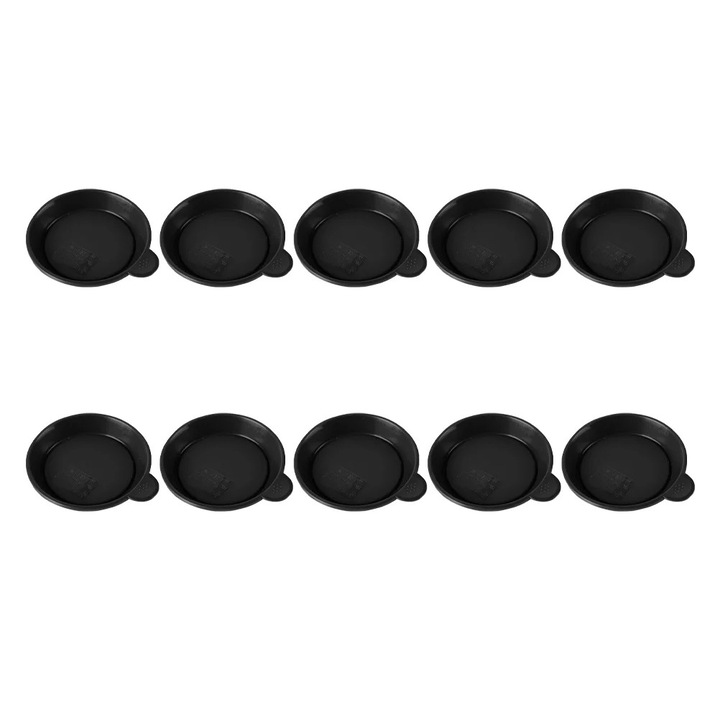 Set 10 tavite pentru ghivece, plastic, negru, 6.8cm diametru