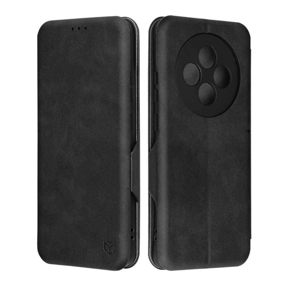 Husa pentru Oppo Reno12 F 5G / Reno12 FS 5G / Reno12 F 4G / Reno12 FS 4G, SKYDDAR INNOVATION, Safe Wallet tip carte din Piele Ecologica, Suport Carduri, Inchidere Magnetica, Negru, set cu sticker