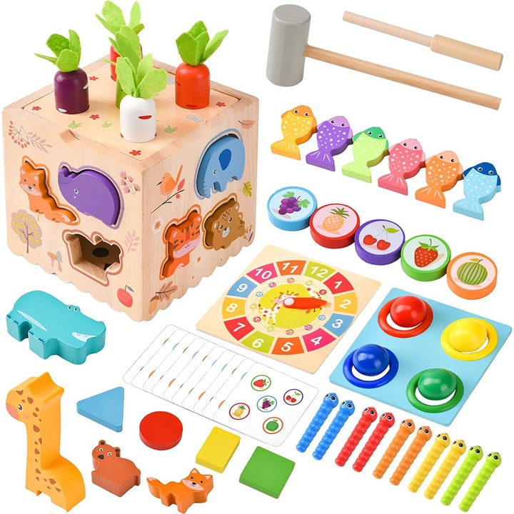 Montessori oktató fajáték, BOMSTOM, fiúknak és lányoknak 2 éves kortól, többszínű