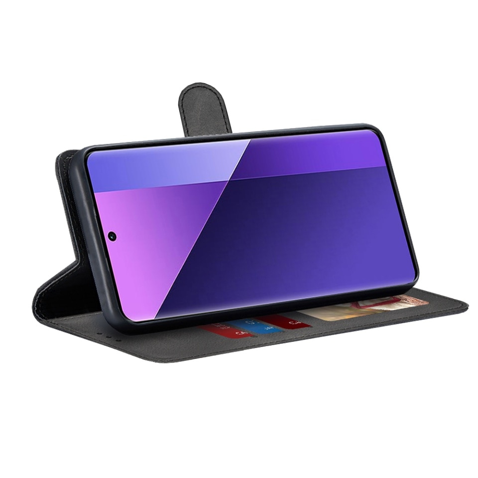 Husa pentru Xiaomi Redmi Note 13 Pro+ 5G, SKYDDAR INNOVATION, Diary Book, tip carte, cu Portofel Interior, Antisoc, Negru, set cu sticker