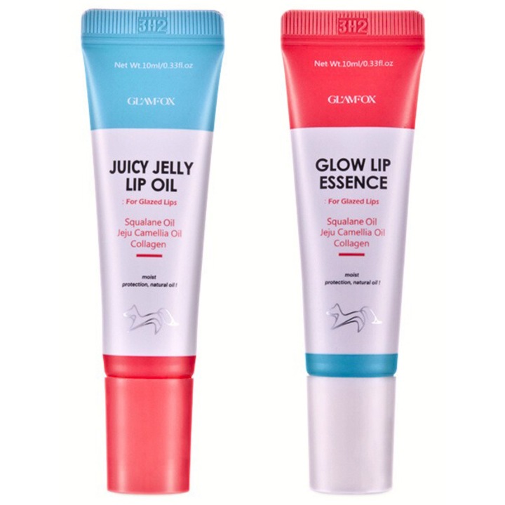 Set duo pentru ingrijirea buzelor Glamfox: ulei + esenta, 10 ml