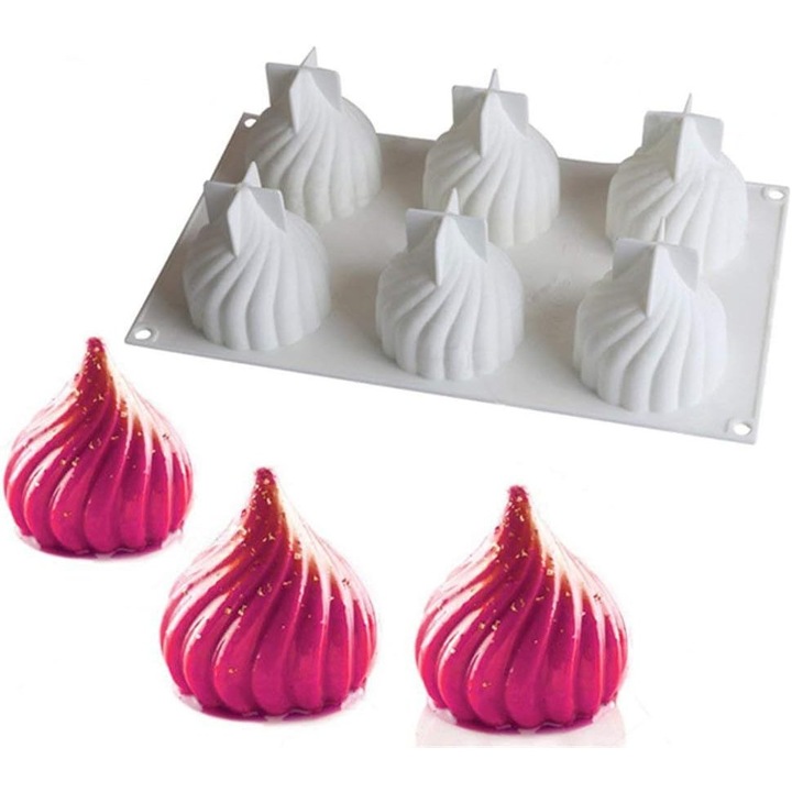 Szilikon tortaforma, spirál formák, kastély, 6 rekeszes, szilikon forma, torta, mousse, forma