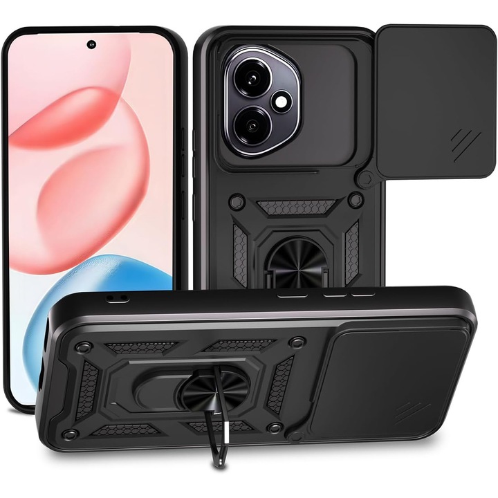 Husa pentru Honor 400 Ring Armor Kickstand Tough Rugged Cover cu protectie camera Negru