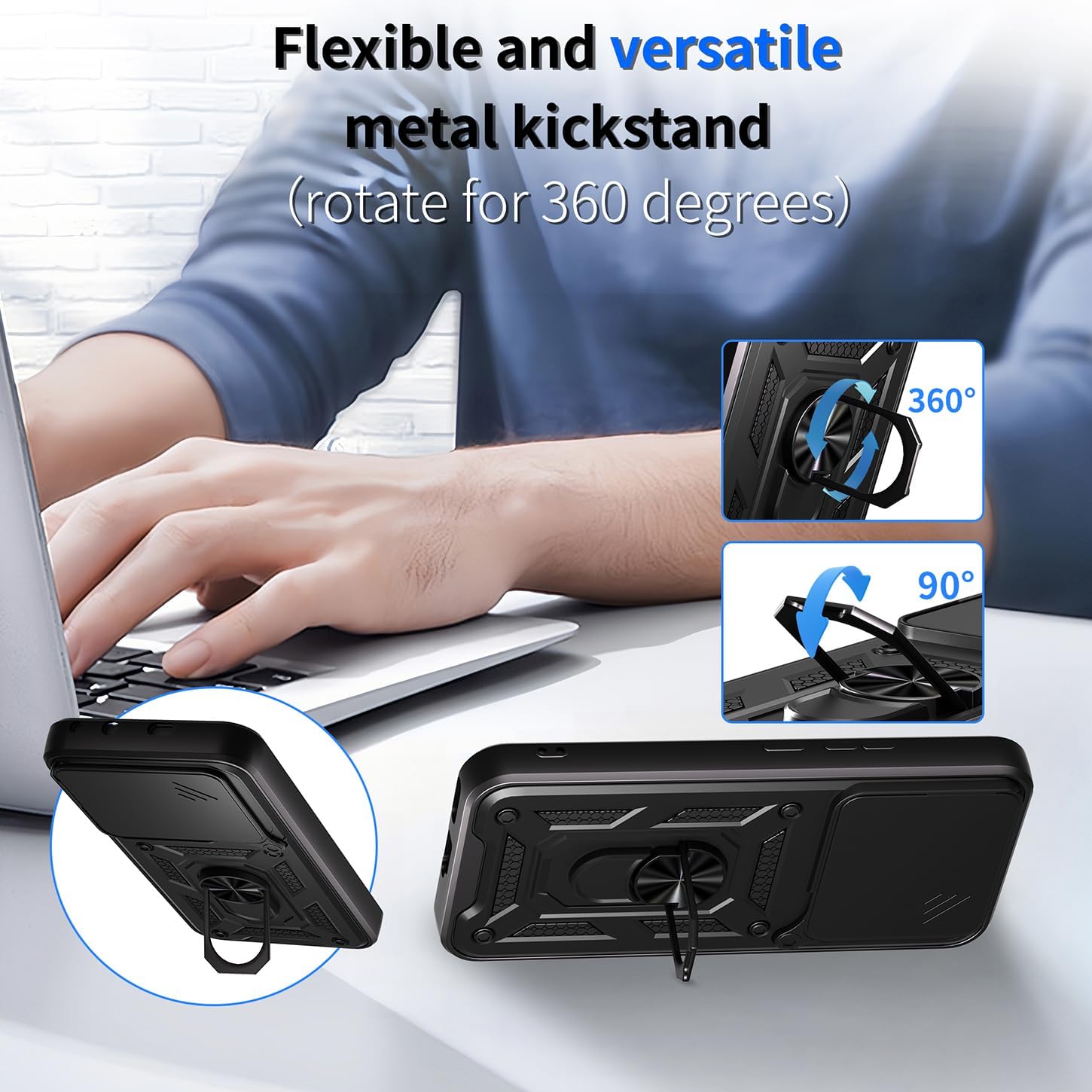 Husa pentru Honor 400 Ring Armor Kickstand Tough Rugged Cover cu protectie camera Negru