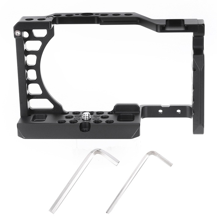 Cage video aluminiu HERUSI stabilizator accesorii camera negru 15x10x8cm