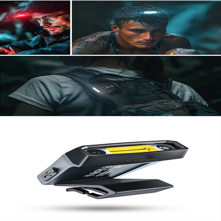 OEM Speciális horgász zseblámpa, vadhorgászat, töltés, ultra hosszú akkumulátor-élettartam, hordozható indukciós lámpa, LED fejlámpa mozgásérzékelővel, időjárásálló, gyors töltés, IPX5, horgászathoz, vadászathoz, munkához