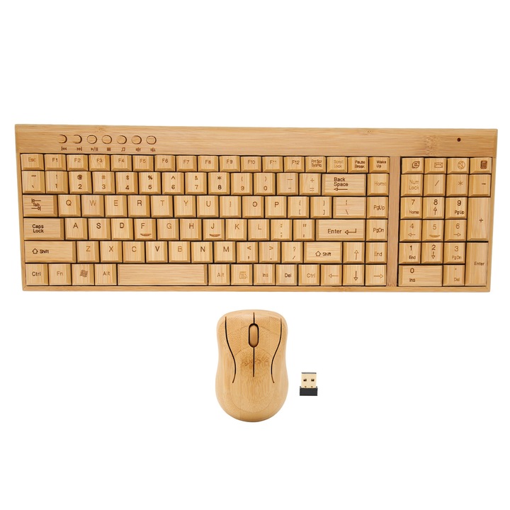 Безжична клавиатура Bamboo, мишка, бюро, 2.4GHz