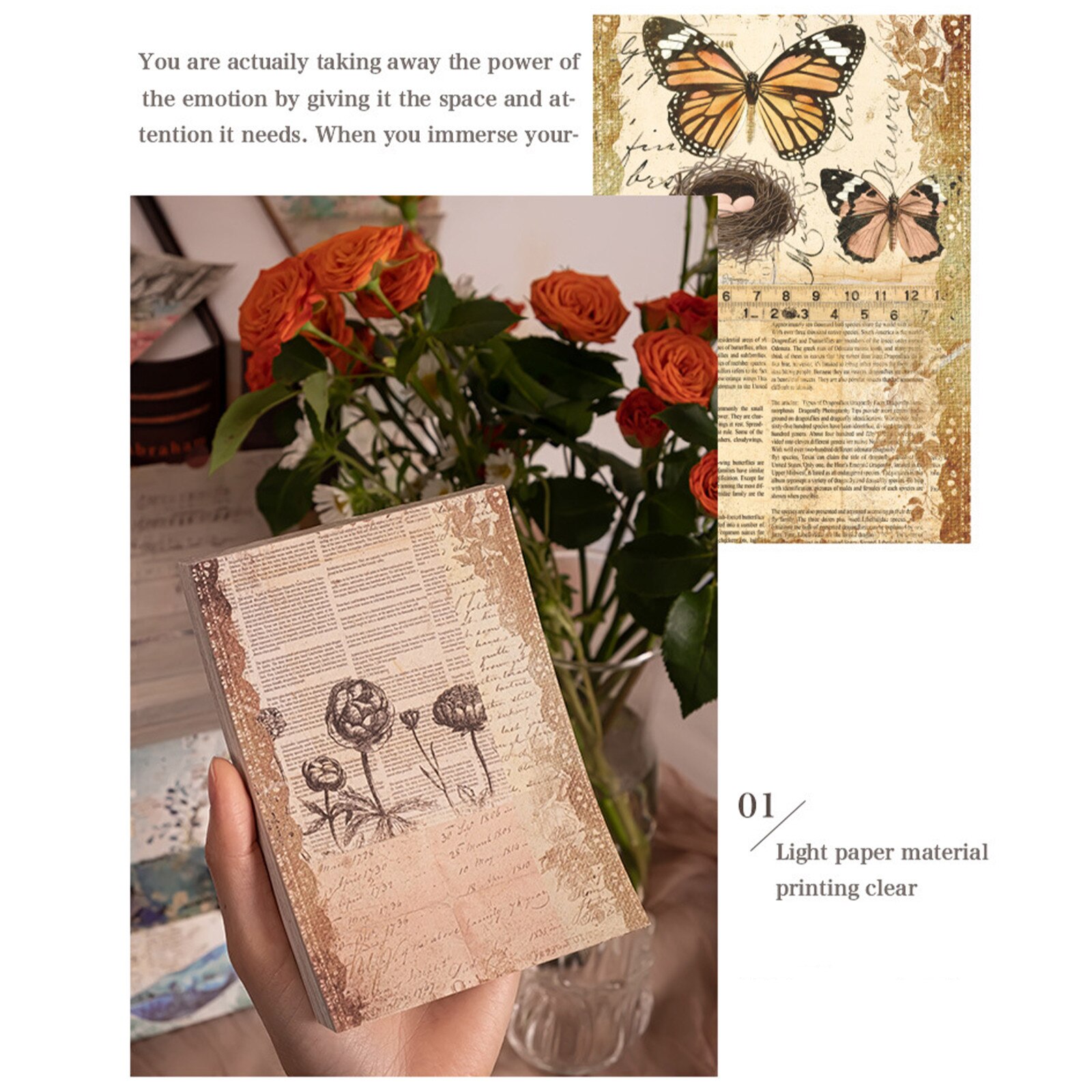 Set de hartie scrapbook vintage Butterfly si Poezie, 100 foi