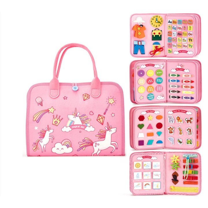 Интерактивна Монтесори книжка за бебета, S-5, Розово