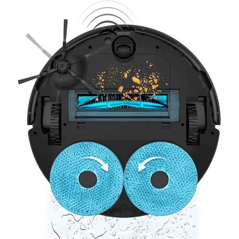 Aspirator robot si robot de spalat podele Cecotec Conga 11090 Spin Revolution – Statie de auto-golire, spalare si uscare mopuri, navigatie laser cu ultrasunete, motor de aspirare cu 5000 Pa