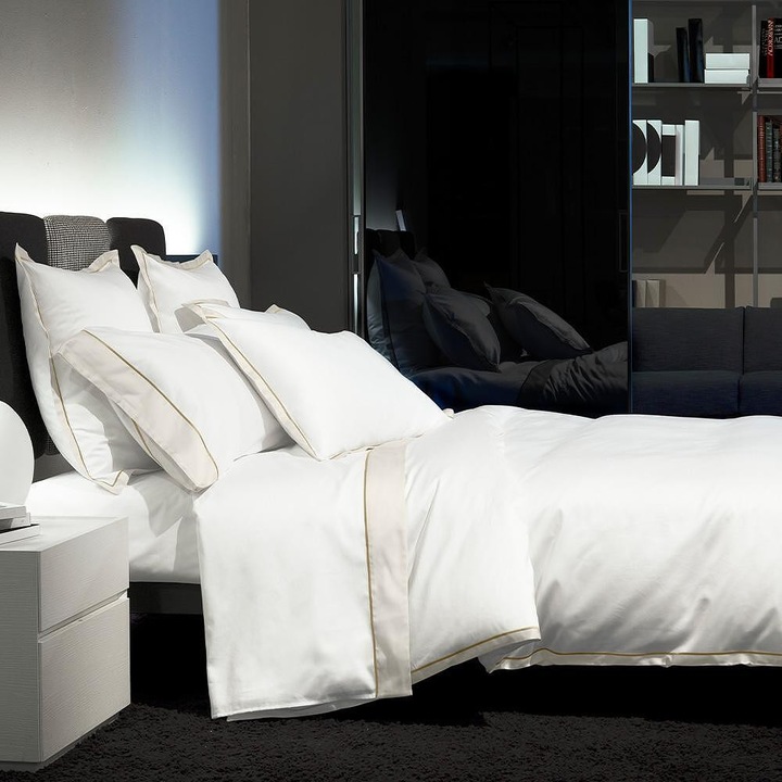 Set de lenjerie de pat Signoria Firenze Luna, pat dublu cu doua saci, alb