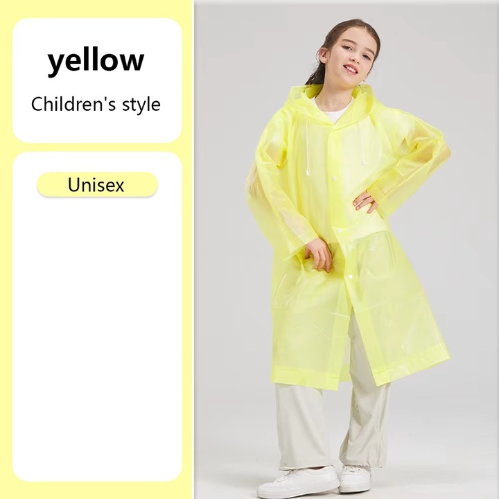 Детски дъждобран RainArmor, водоустойчив, лек, с качулка, за фестивали, работа на открито, куриери/доставчици, издръжлив, лесен за съхранение и носене, унисекс, жълт