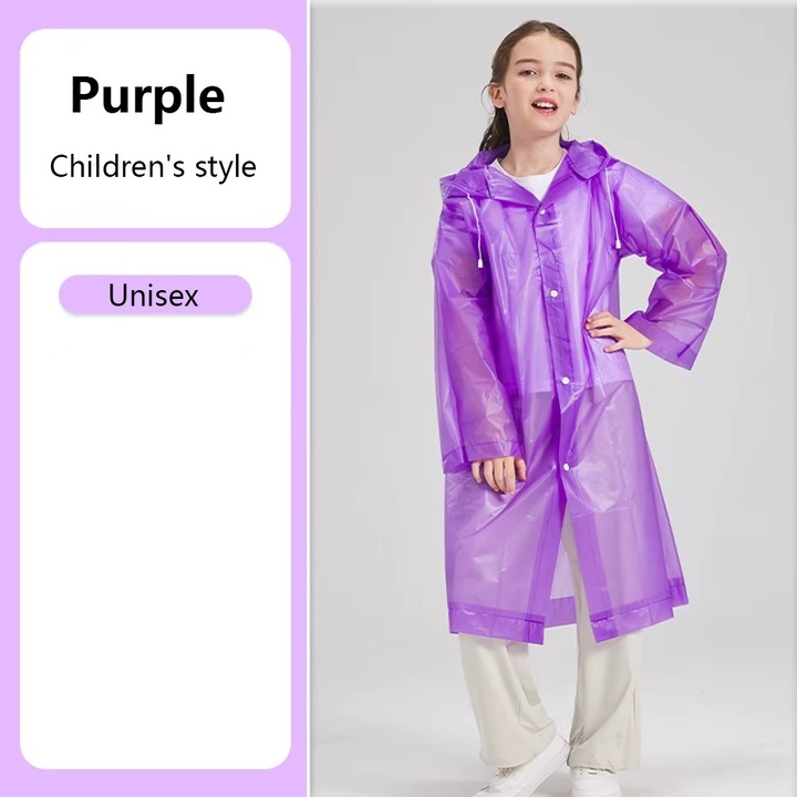 Детски дъждобран RainArmor, водоустойчив, лек, с качулка, за фестивали, работа на открито, куриери/доставчици, издръжлив, лесен за съхранение и носене, унисекс, лилав