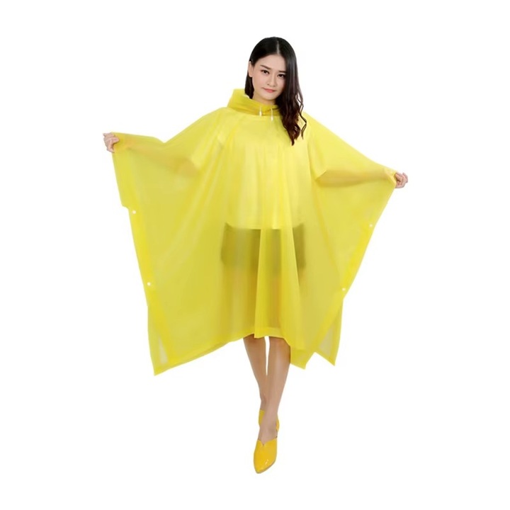 RainArmor poncsó esőkabát, vízálló, könnyű, kapucnival, fesztiválra, kültéri munkára, futároknak/kézbesítőknek, tartós, könnyen tárolható és hordozható, uniszex, sárga