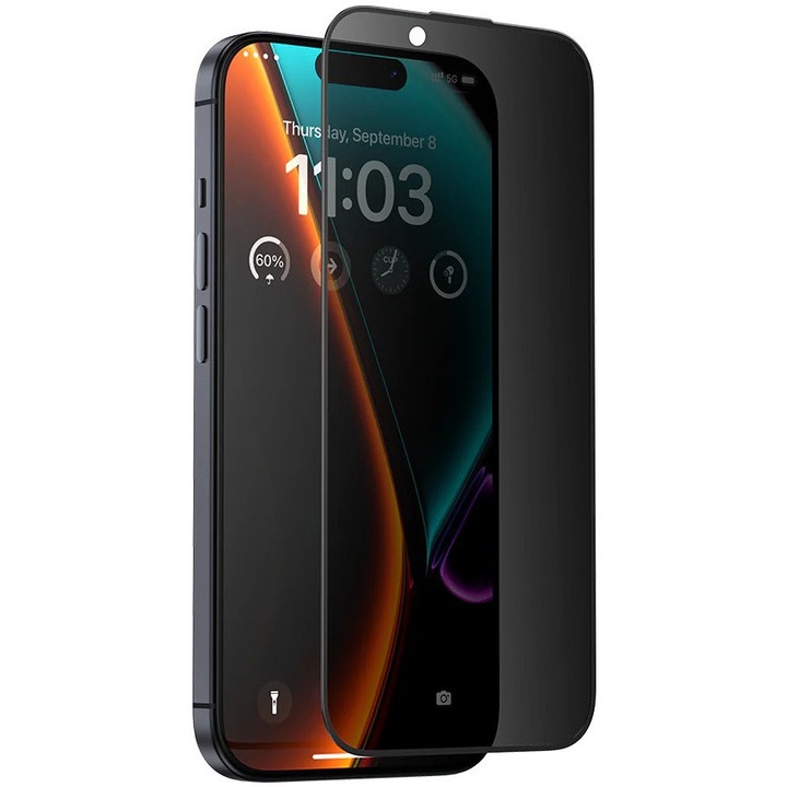 Sunix 6D PRIVACY протектор за екран за iPhone 15, дебелина 2.6 мм