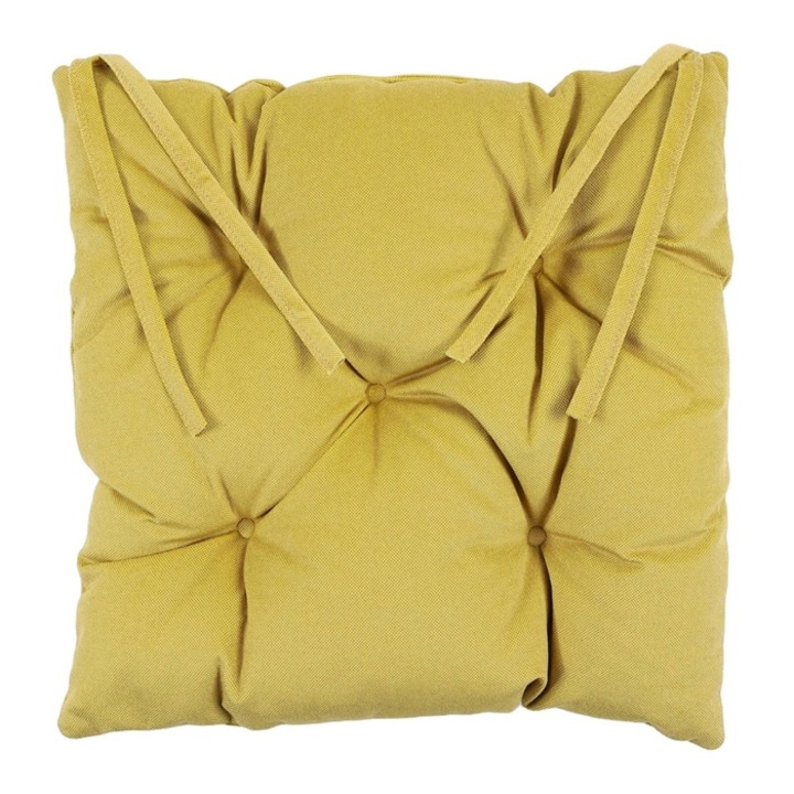 Perna scaun Hazan 152, poliester + fibra poliester siliconizata, galben mustar, 43 x 43 cm