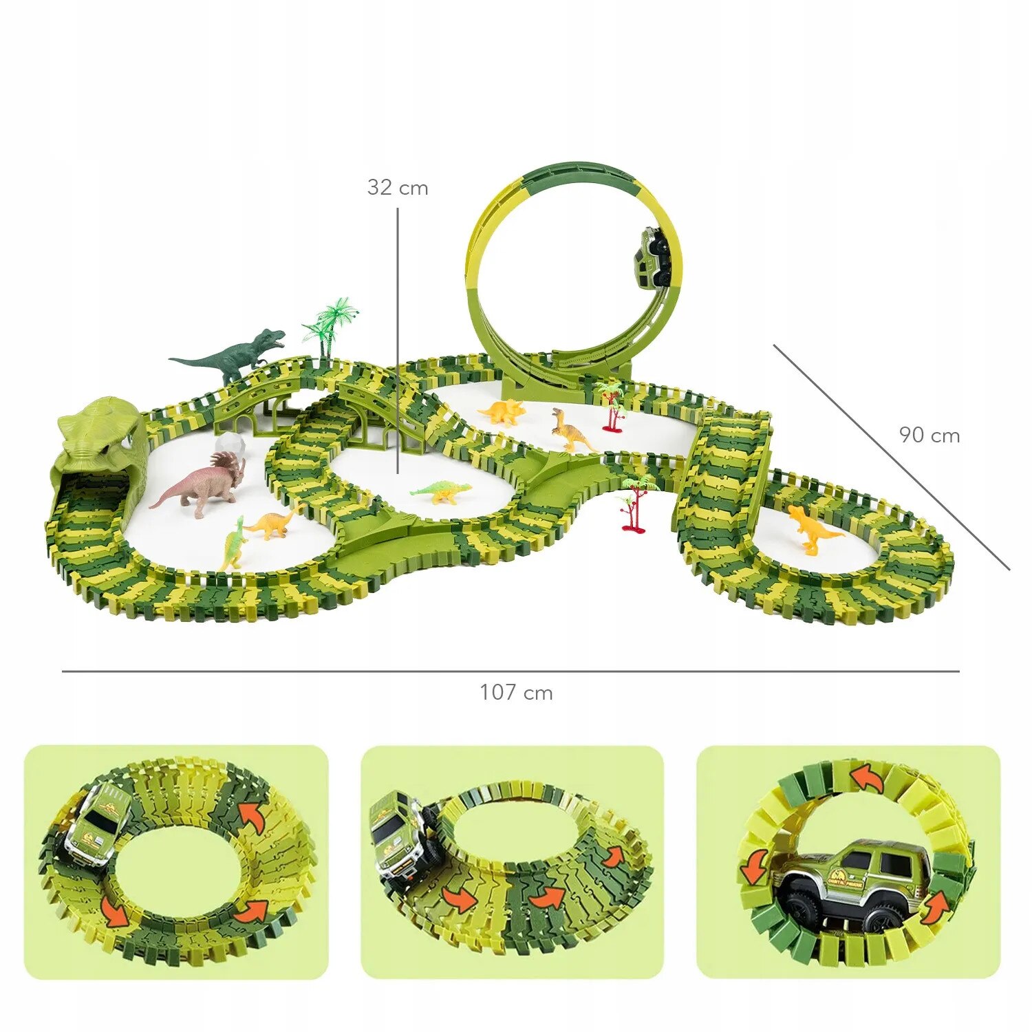 Mega Pista Curse Dinozaur 260 Piese ORBITAL PARADISE, Dinozauri