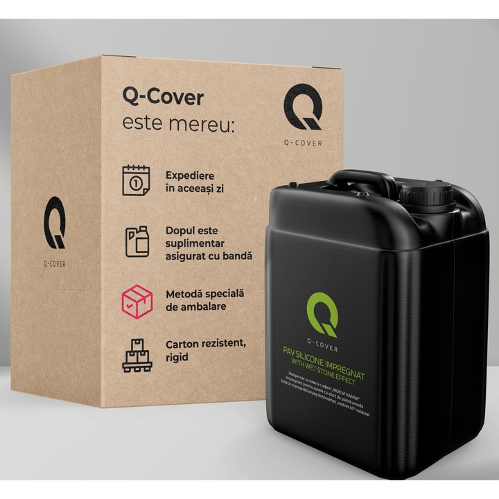 Импрегнатор за павета с ефект на мокър камък, Q-Cover, безцветен, матов, за вътрешно и външно приложение, на водна основа, устойчив на замърсявания, UV устойчив, много ефективен, трайни цветове, 10 л