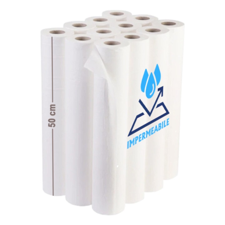 Set 12 Role Hartie Impermeabile, 50 cm x 50 m, tip Cearceaf, 2 straturi, 35g/sqm, Serix