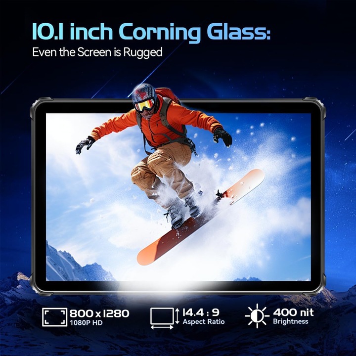 Здрав таблет OUKITEL RT9, 24GB+256GB(1TB), 11000mAh, 16MP+16MP камера, Android 14, 10.1", MIL-STD-810H/IP68/IP69K, Dual SIM 4G, оранжев